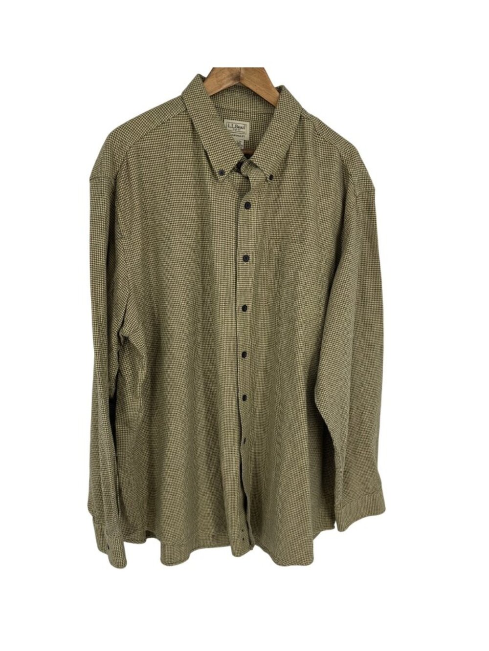 L.L. Bean Men's Traditional Fit Mustard Houndstooth Button-Down Shirt Size XXL